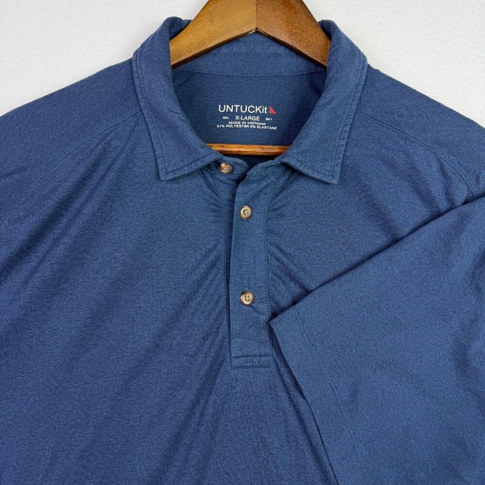UNTUCKit Clavidor Polo Mens XL Navy Performance Stretch Shirt